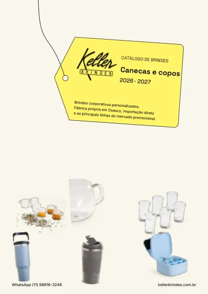 Capa do catálogo Canecas e copos da Keller Brindes