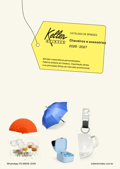Capa do catálogo Chaveiros e acessórios da Keller Brindes